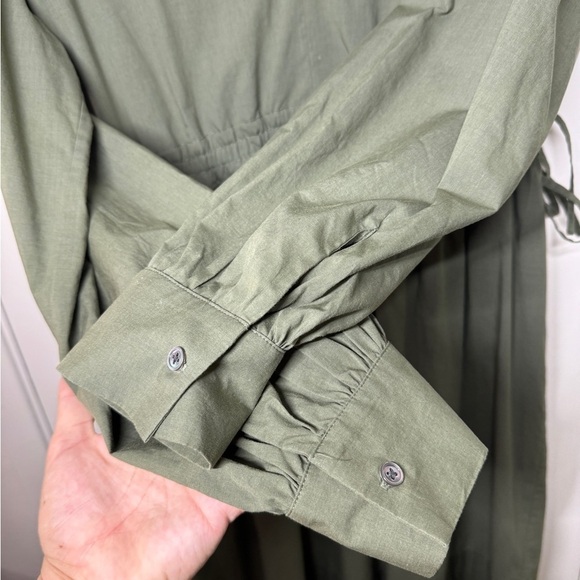 Rails Green Maple Olive Smoke Long Sleeve V Neckline Midi Dress Size Medium - Picture 5 of 16